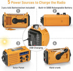Eoxsmile Emergency Radio with NOAA Weather Alert, 5000mAh Solar Hand Crank - Image 3