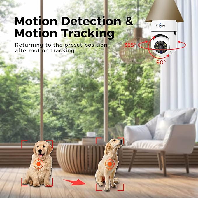 Hiseeu Light Bulb Security Camera, 2.4GHz 5GHz WiFi Light Bulb Camera, - Image 4