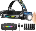 TDT Rechargeable Headlamp with White/Green/UV/Black Light LED Head Lamp by TDT