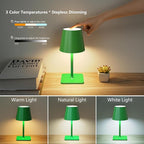 Yogaret Green Cordless Table Lamp Set of 2-3 Color Stepless and Dimmable - Image 6