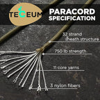 TECEUM 5/32" Paracord Rope 1000 – 1000ft / 200ft / 100ft / 50ft – Tactical - Image 2