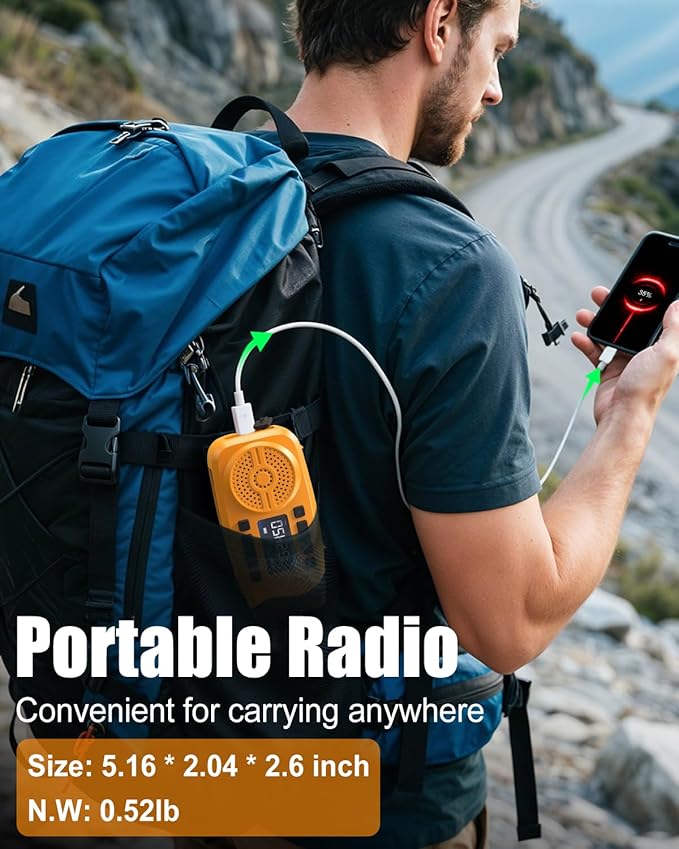 Runningsnail Emergency Weather Radio, 7400mWh Hand Crank Emergency Radio - Image 7