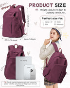 SEAFEW Red School Backpack for Girls Boys, Small Waterproof Bookbag for Women - Image 3