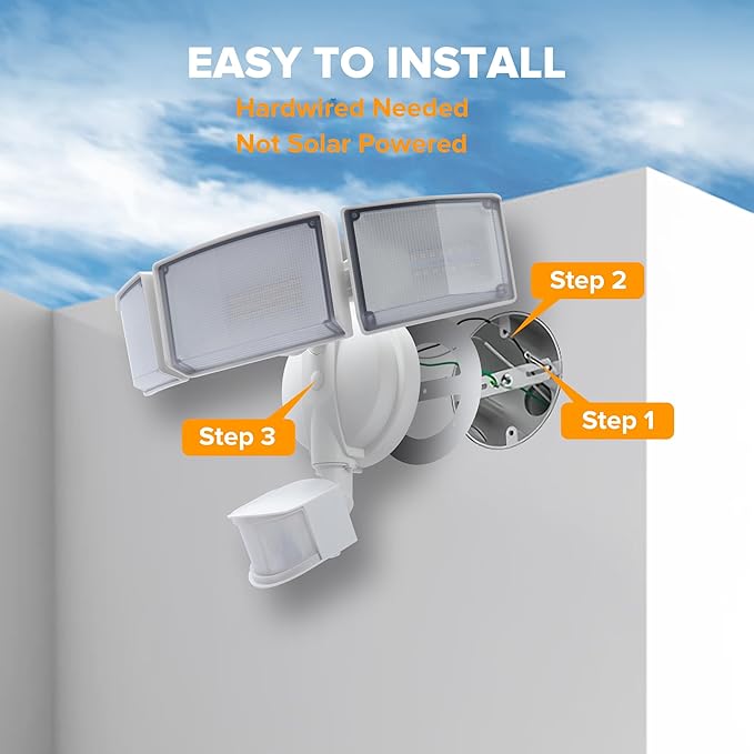 UME 49W 5500LM LED Security Lights Motion Sensor Light Outdoor, 5000K Daylight - Image 7