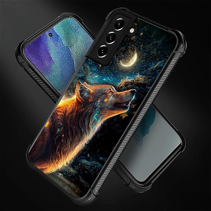 for Samsung Galaxy S22 Plus Case, Star Cave Hungry Wolf Pattern Graphic Design - Image 5