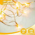 100FT Warm White String Lights – 300 LED Extra Long Waterproof Fairy Lights on - Image 8