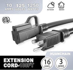 HUANCHAIN Indoor Outdoor Black Extension Cord 100 ft Waterproof, 16/3 Gauge - Image 7