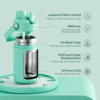 Kids Insulated Water Bottle - 12oz Stainless Steel Water Bottle with Dual Spouts - Image 5