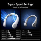 JISULIFE Portable Neck Fan Upgraded, Neckbrace Personal Hands Free, 5 Speed - Image 5
