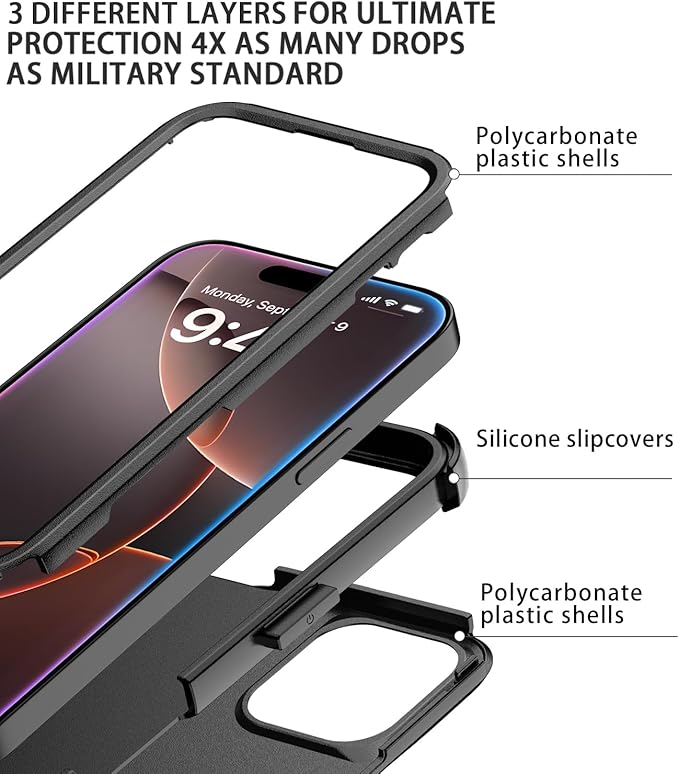 for iPhone 16 Pro Max Case Heavy Duty Protection Phone Case Cover - Image 3