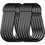 Black Carabiner, Heavy Duty Galvanized Steel Spring Snap Hook Carabiner Clips by High-PQ