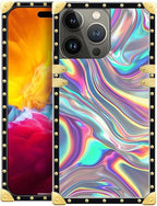 Compatible with iPhone 15 Pro Case, Holographic Abstract Iridescent Textures by Unknown