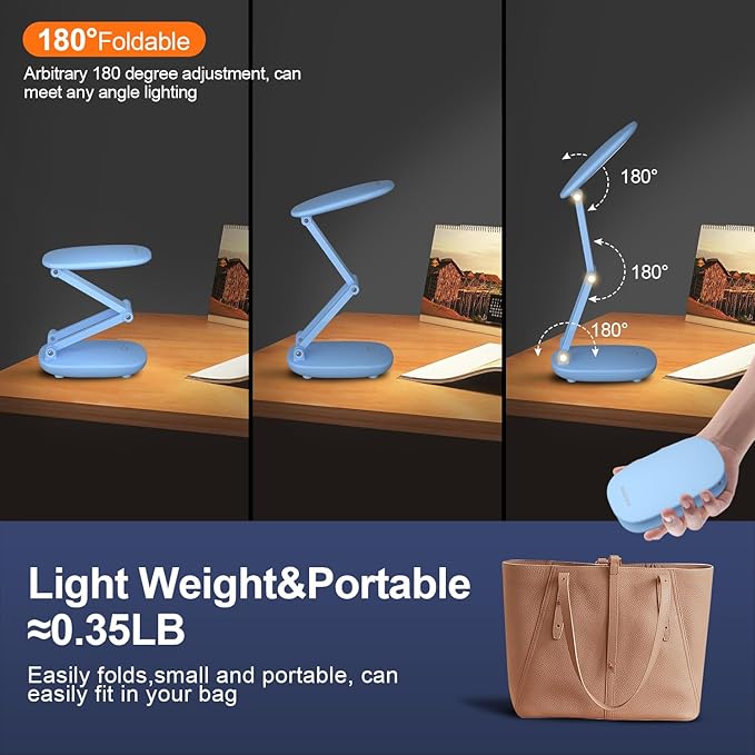 Akejrym LED Desk Lamp for Office & Home, Battery Operated, Foldable & Portable - Image 3
