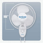Hurricane 16" Supreme Oscillating Wall Mount Fan w/ 3 Quiet Speeds, Workshops & - Image 3
