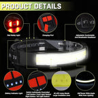 Headlamp Rechargeable, Ultra Bright Upgrade 1500 Lumens 6 Modes Head Lamp Led - Image 6