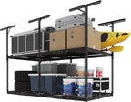 FLEXIMOUNTS 4x8 2-Tier Overhead Garage Storage Rack – Adjustable Heavy Duty by FLEXIMOUNTS