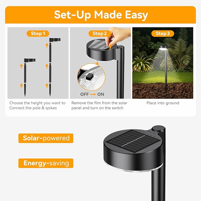 Ahaorigin 2 Pack Solar Pathway Lights Outdoor, 12 Brighter LED Solar Lights - Image 6
