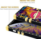 Compatible with iPhone Xs Max Case, Cool Corlorful Lip Marble Luxury Golden - Image 7