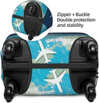 Luggage Cover with World Map & Airplane Design, Suitcase Protector - Image 4