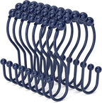 Bathway Shower Curtain Hooks, Shower Curtain Rings Rust Proof Navy Blue Double - Image 7