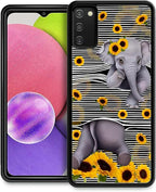 for Samsung Galaxy S20 FE Case, Cute Little Elephant Sunflower White Line Art by FKBRCL4U