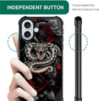 for iPhone 16 Case, Entwined Rose Snake Pattern Graphic Design Girl Boy Soft - Image 6