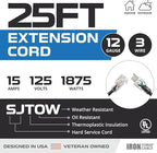 Iron Forge Cable 2 Pack 12 Gauge Outdoor Extension Cord 25 Ft, SJTOW 12/3 Heavy - Image 2