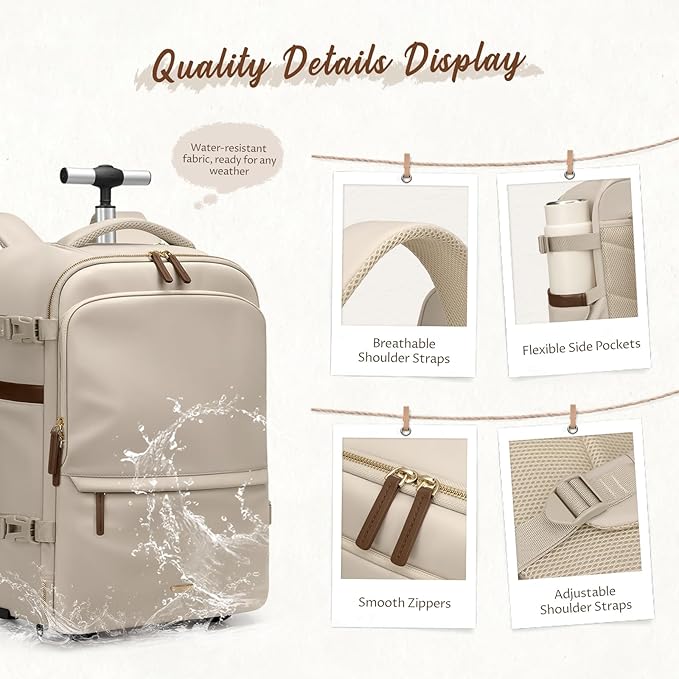 GOLF SUPAGS Rolling Backpack for Women 17 Inch Convertible Travel Laptop - Image 7