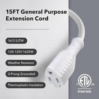 BN-LINK 15ft Outdoor Extension Cord, 16 Gauge General Purpose Power Cord - Image 3