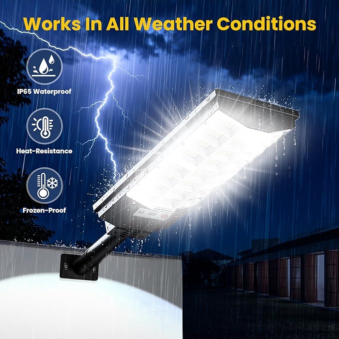 2-Pack Solar Street Lights Outdoor Waterproof, 12000LM Solar Lights - Image 5