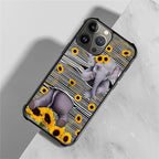 for iPhone 15 Pro Case, Cute Little Elephant Sunflower White Line Art Pattern - Image 2
