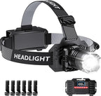 Super Bright Headlamp Rechargeable- LED Head Light, 99000LM Zoom Head Lamp & by HeadlampRechargeable
