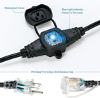 20FT 16 Gauge Multi-Outlet Outdoor Extension Cord, 4 Evenly Spaced Weatherproof - Image 3
