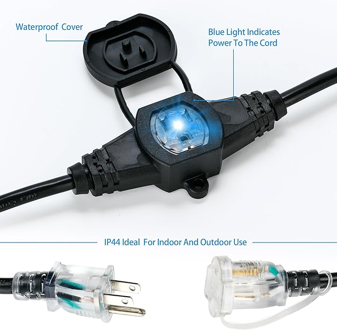 50FT 12 Gauge Multi-Outlet Outdoor Extension Cord, 10 Evenly Spaced - Image 4