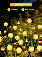 Solar Garden Lights Outdoor, 4 Pack 32 LED, Solar Swaying Dandelion Bee Lights - Image 2