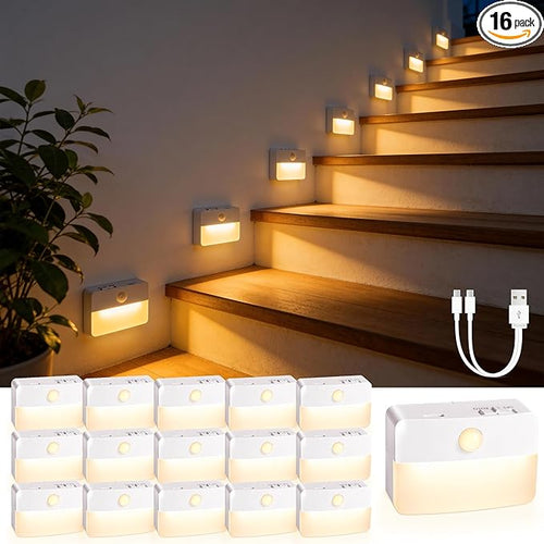 16 Pack Rechargeable Motion Sensor Stair Lights by Guankai
