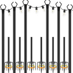 NUERPO 6 Pack String Light Poles, Metal Poles by NUERPO