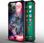 for iPhone 13 Pro Case, Star Two Wolfs Howling Pattern Graphic Design Girl Boy - Image 6