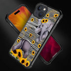 for iPhone 15 Plus Case, Cute Little Elephant Sunflower White Line Art Pattern - Image 2