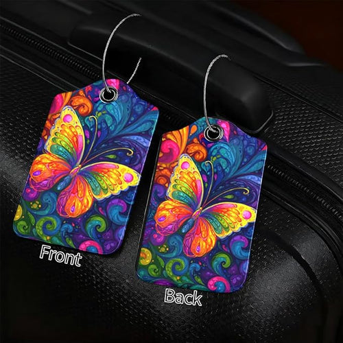 2 Pack Butterfly Luggage Tags for Suitcases, Colorful Artistic Travel ID Tags - Image 2