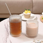 ZMOWIPDL Vintage Glassware Drinking Glasses Set of 12, Embossed Water Tumbler - Image 4