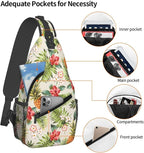 Pineapple Crossbody Sling Bag for Women Men Tropical Fruits Hibiscus Flowers - Image 3