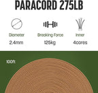 2.4mm Paracord 275LBS 100FT Rope Cord - Image 2