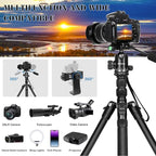 68" Ball Head Camera Tripod & Monopods, 360° Smooth Rotation V-Yoke Rifle - Image 2