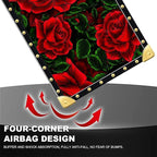 Compatible with iPhone 16 Pro Case, Vector Red Rose Green Leaf Luxury Golden - Image 7
