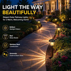DERAYSION 8 Pack Solar Lights Outdoor, Stainless Steel Glass Solar Pathway - Image 6