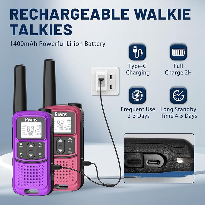 Radios Walkie Talkies Long Range: Rivins F22 Rechargeable Walkie Talkies - Image 3