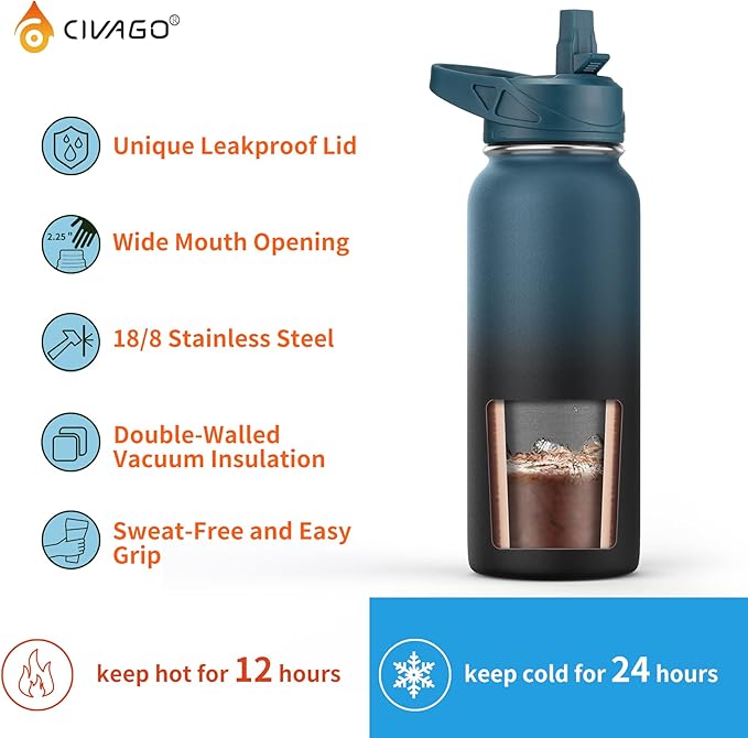 CIVAGO 24 oz Insulated Water Bottle - Image 2