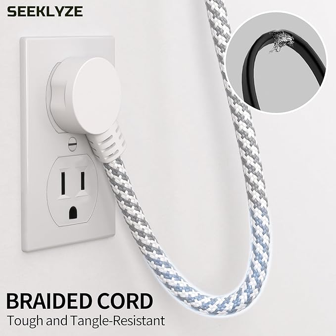 16 Gauge Braided Extension Cord 10 FT, 16/3 Flat Plug Power Cord Indoor - Image 5