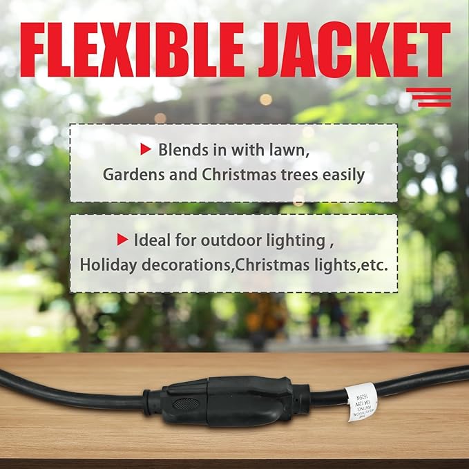 EP 50FT Black Outdoor Extension Cord, 16/3 SJTW Heavy Duty Waterproof, 3 Prong - Image 4